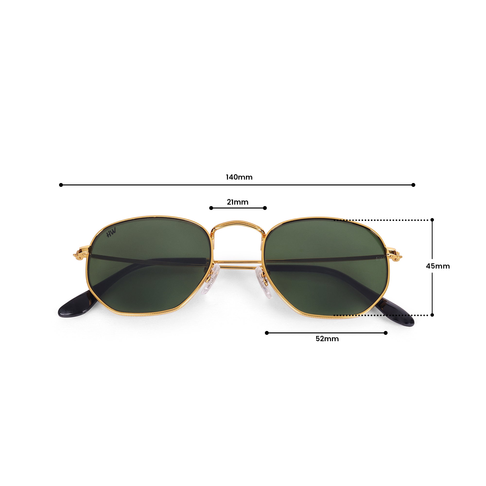 Men Hexagon UV Protected Sunglasses Green