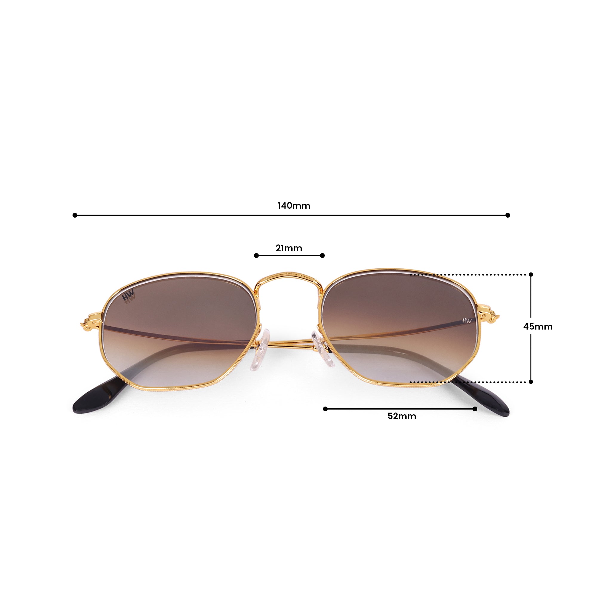 Men Hexagon UV Protected Sunglasses Brown