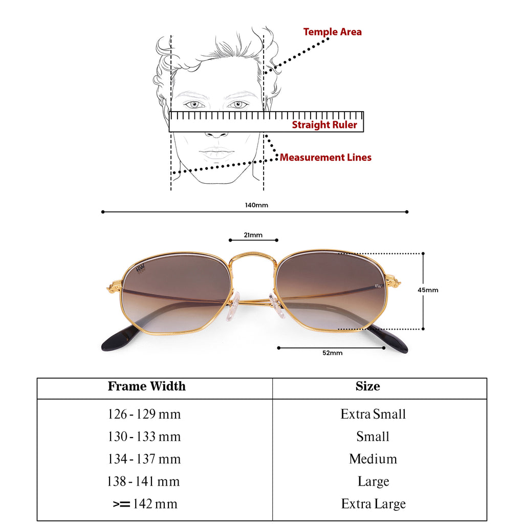 Men Hexagon UV Protected Sunglasses Brown