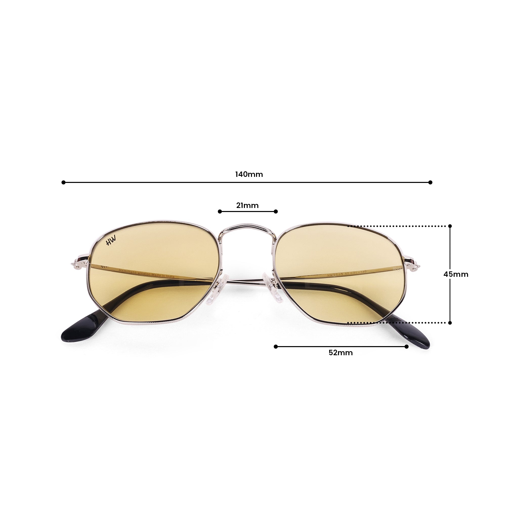 Men Hexagon UV Protected Sunglasses Light Brown