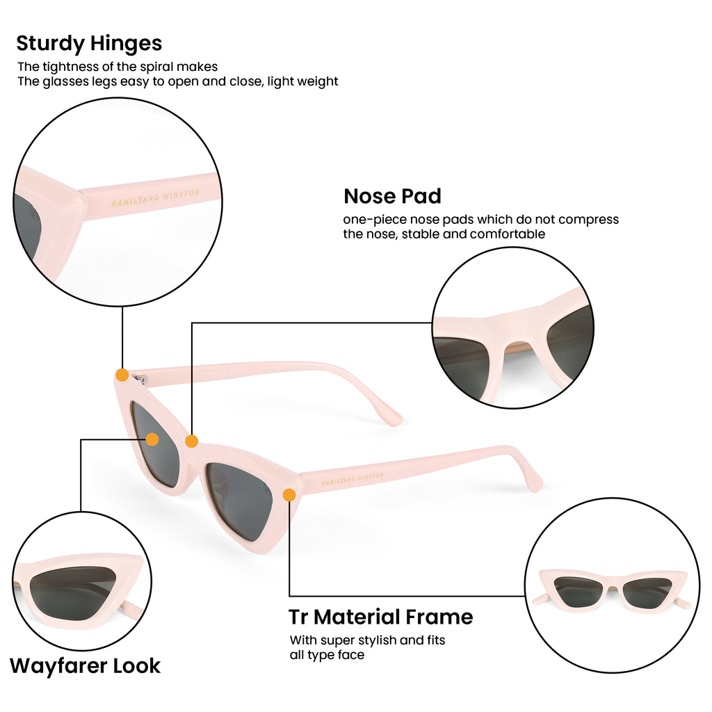 Women UV Protected Cat Eye Sunglasses White