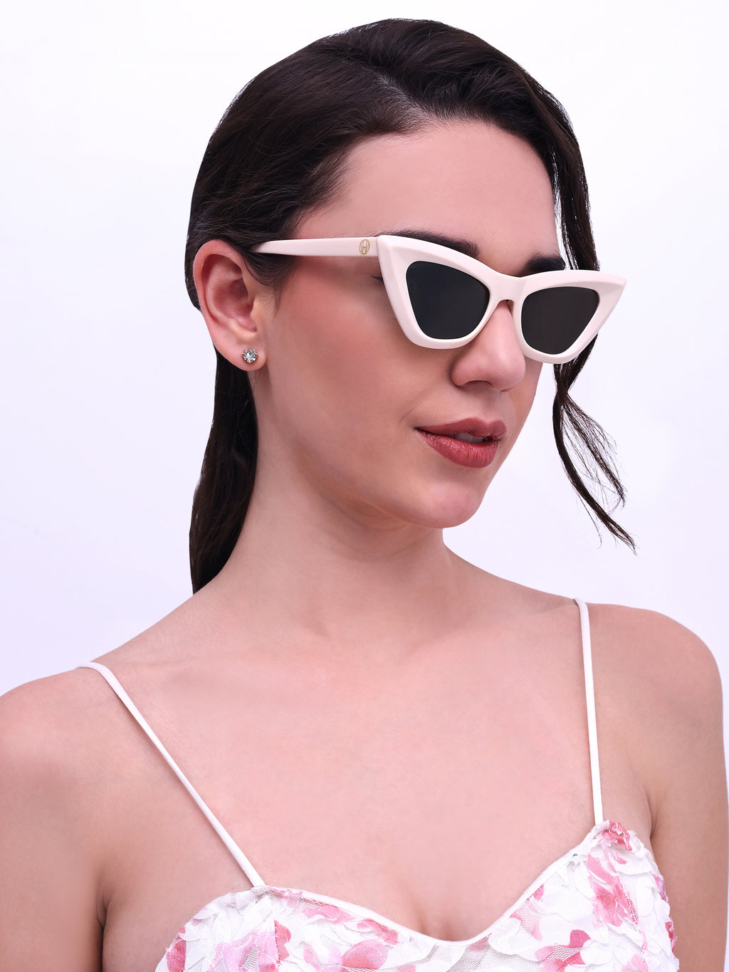 Women UV Protected Cat Eye Sunglasses White