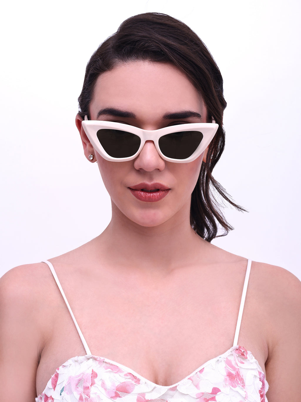 Women UV Protected Cat Eye Sunglasses White