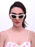 Women UV Protected Cat Eye Sunglasses White