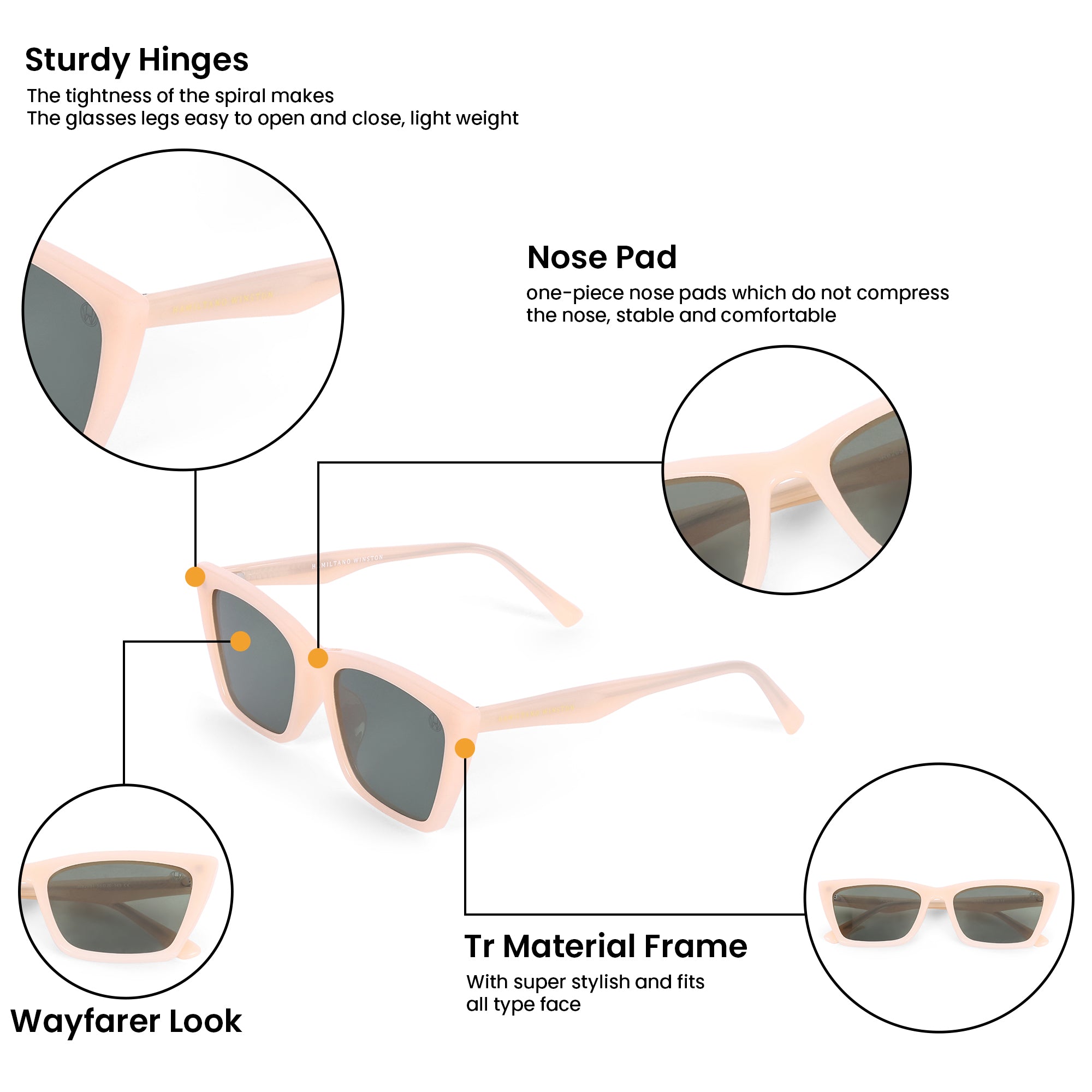 Women UV Protected Cat Eye Sunglasses Black