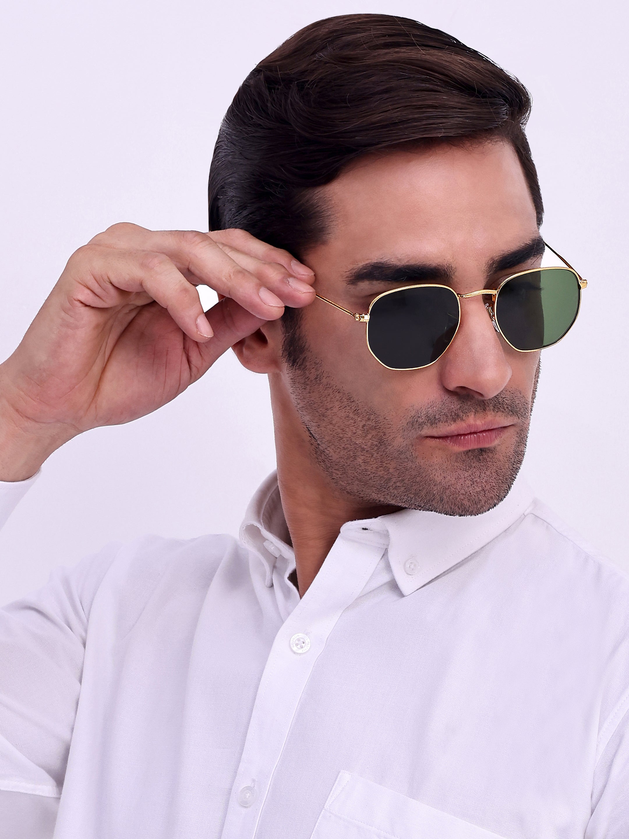 Men Hexagon UV Protected Sunglasses Gery