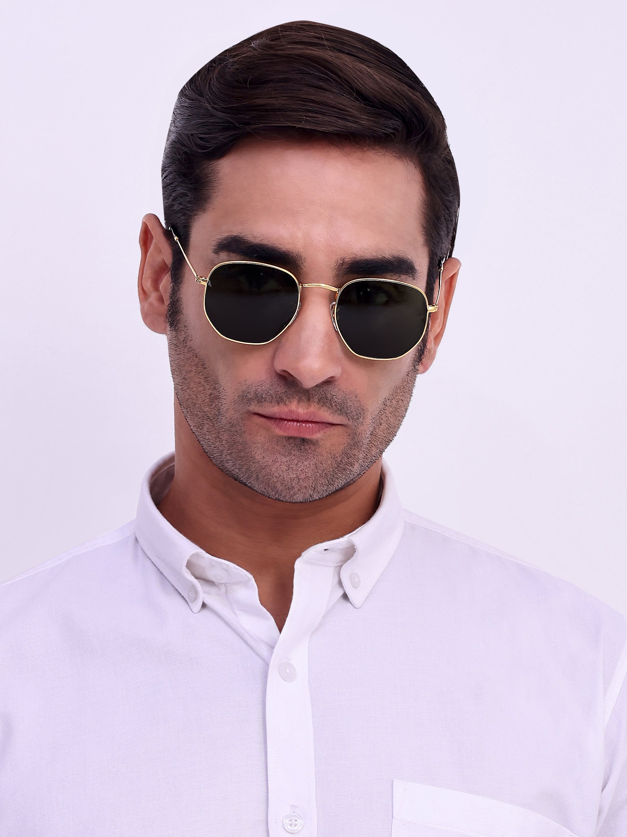 Men Hexagon UV Protected Sunglasses Gery