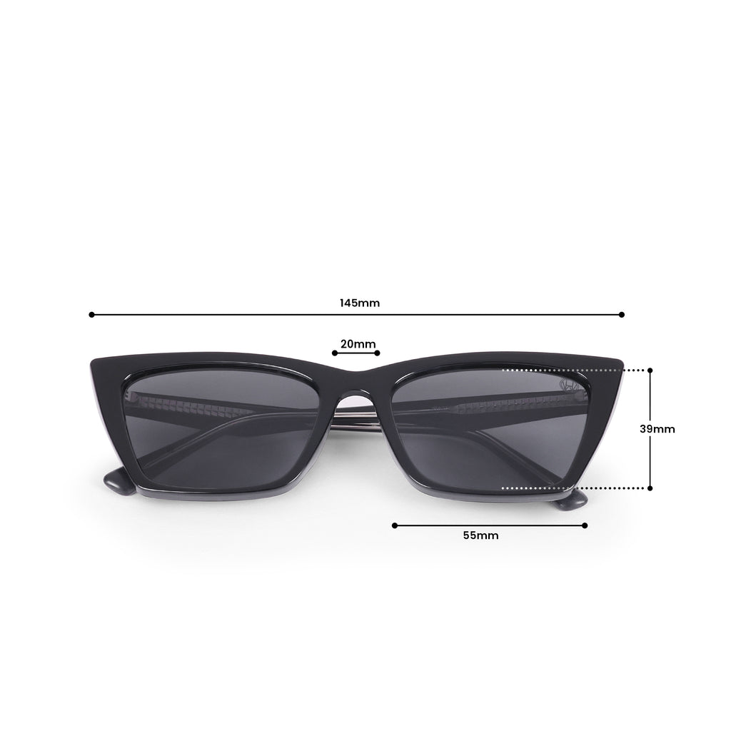 Women UV Protected Cat Eye Sunglasses Black