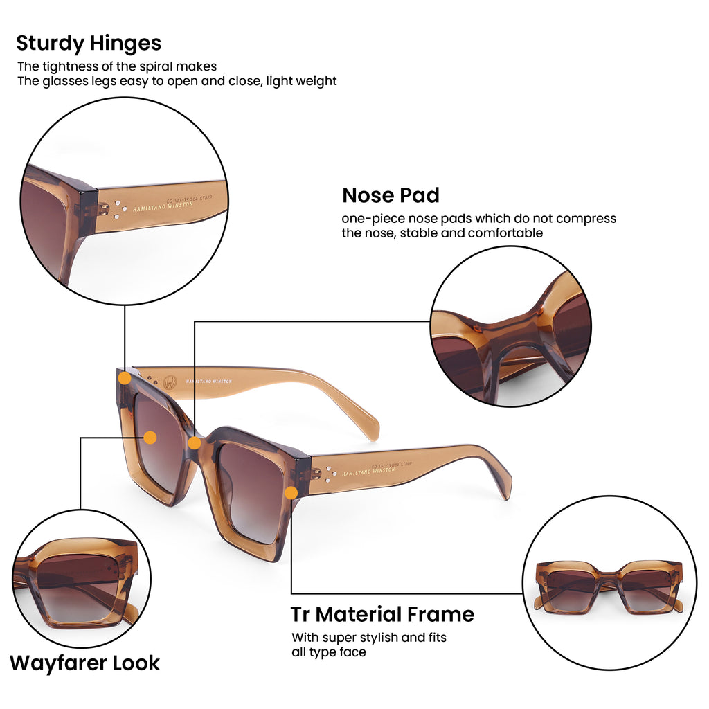 Oversize Square Women UV Protected Sunglasses Brown