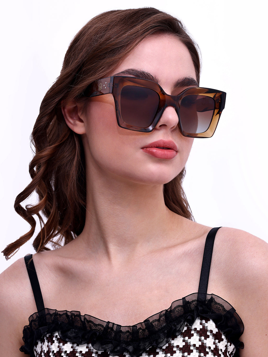 Oversize Square Women UV Protected Sunglasses Brown