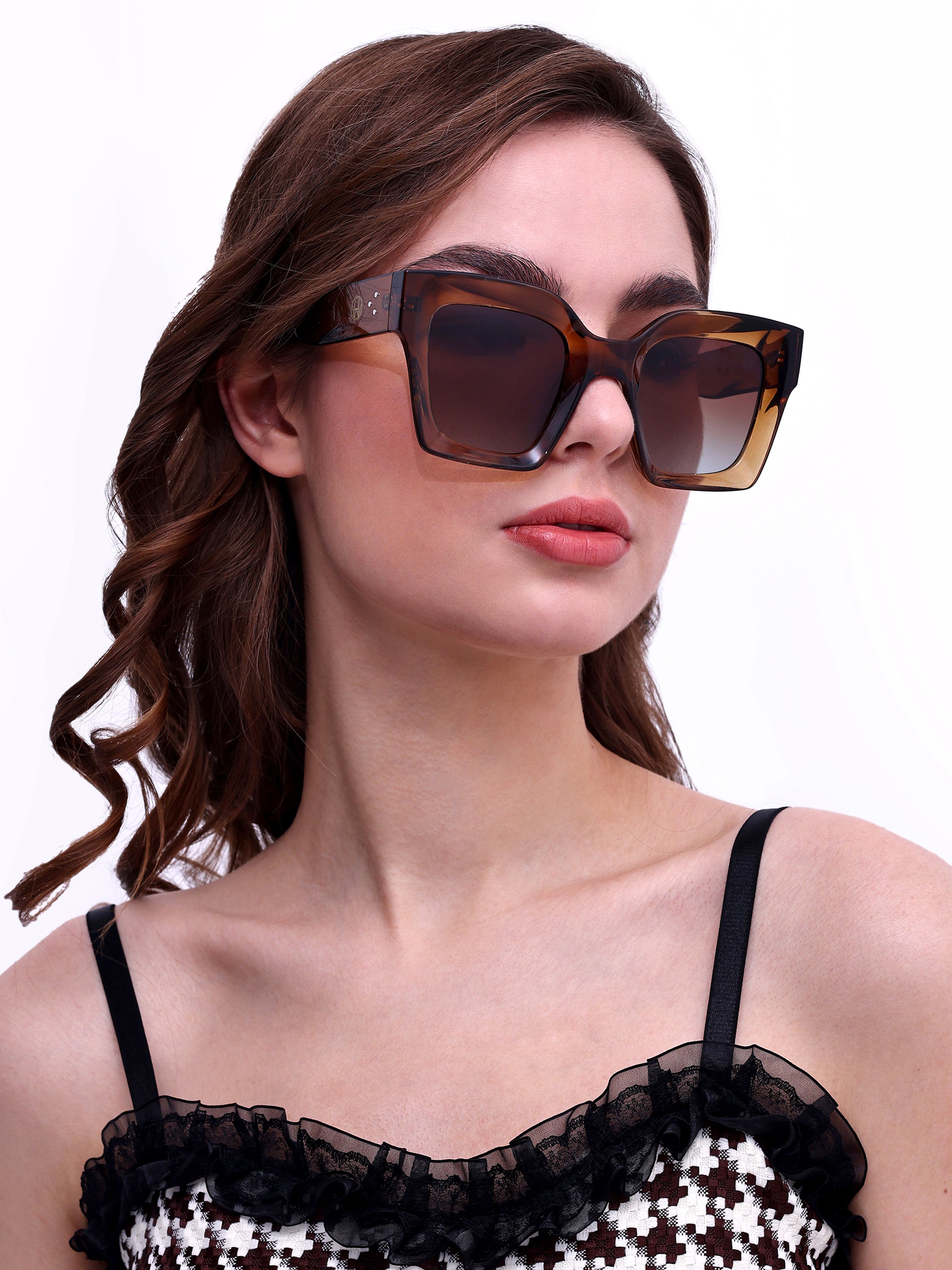Oversize Square Women UV Protected Sunglasses Brown