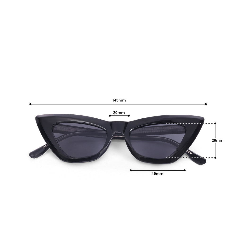 Women UV Protected Cat Eye Sunglasses Black