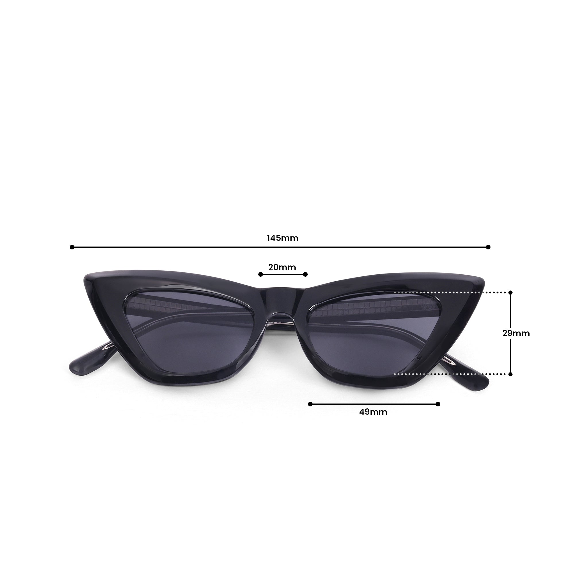 Women UV Protected Cat Eye Sunglasses Black