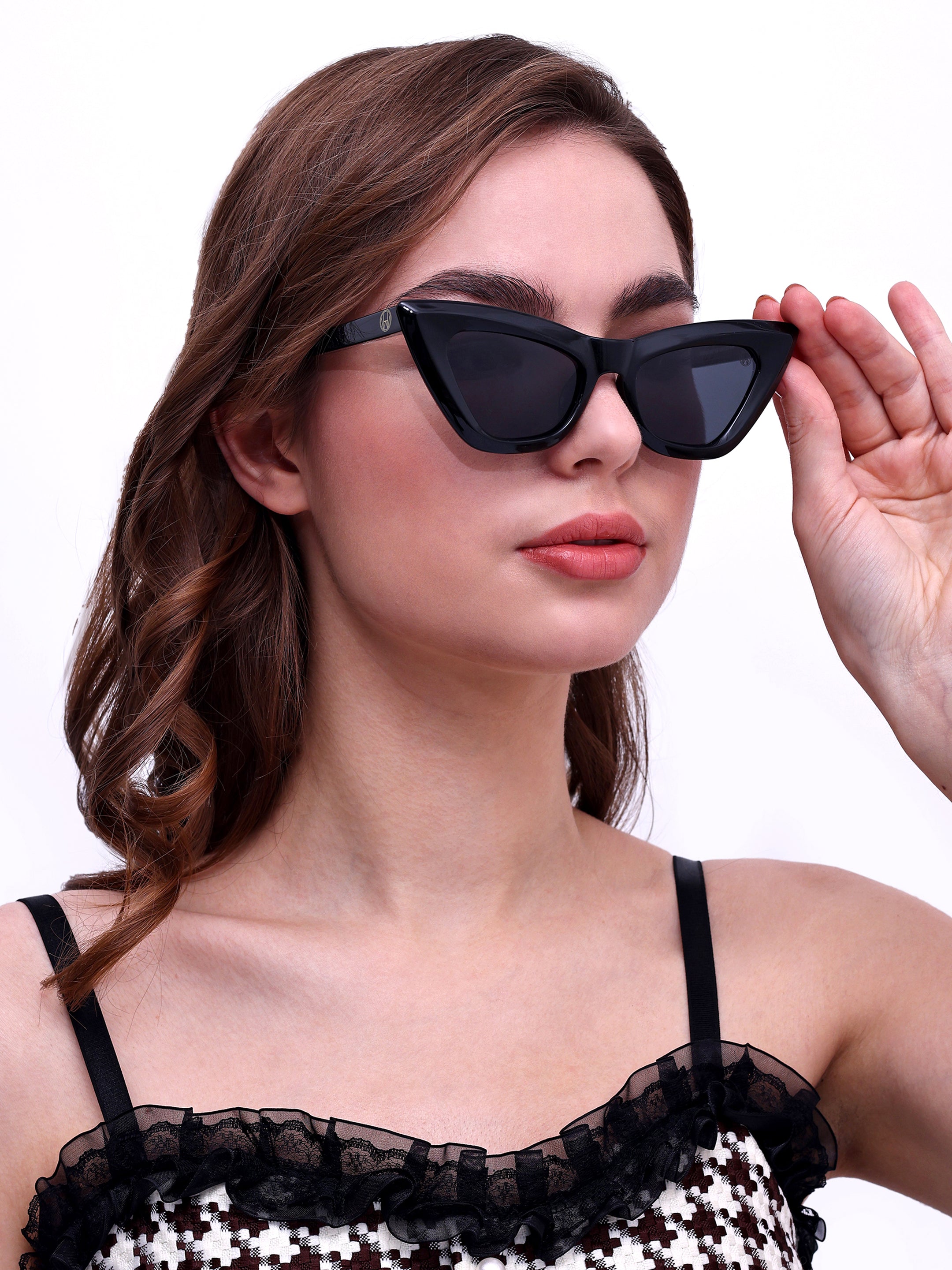 Women UV Protected Cat Eye Sunglasses Black