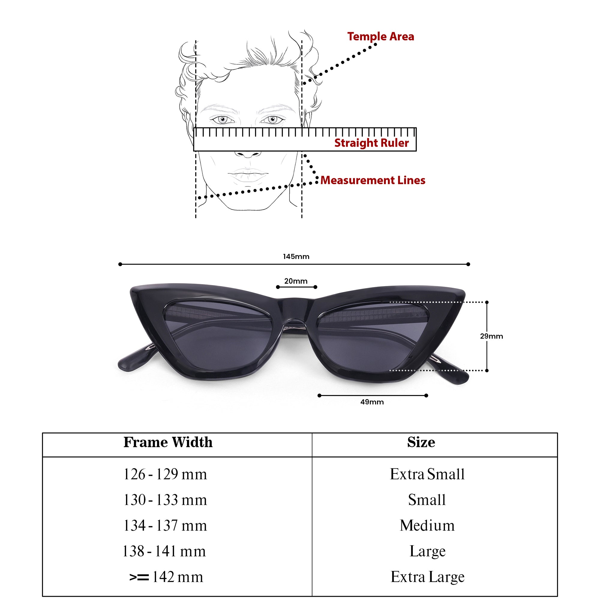 Women UV Protected Cat Eye Sunglasses Black