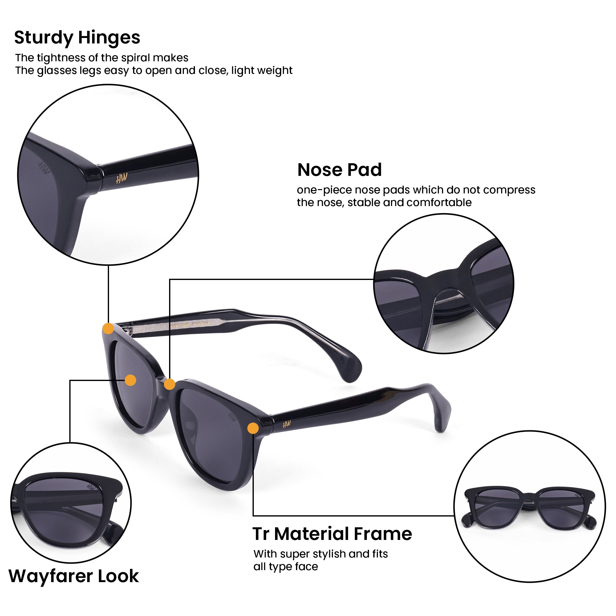 Women UV Protected Acetate Wayfarer Sunglasses Black