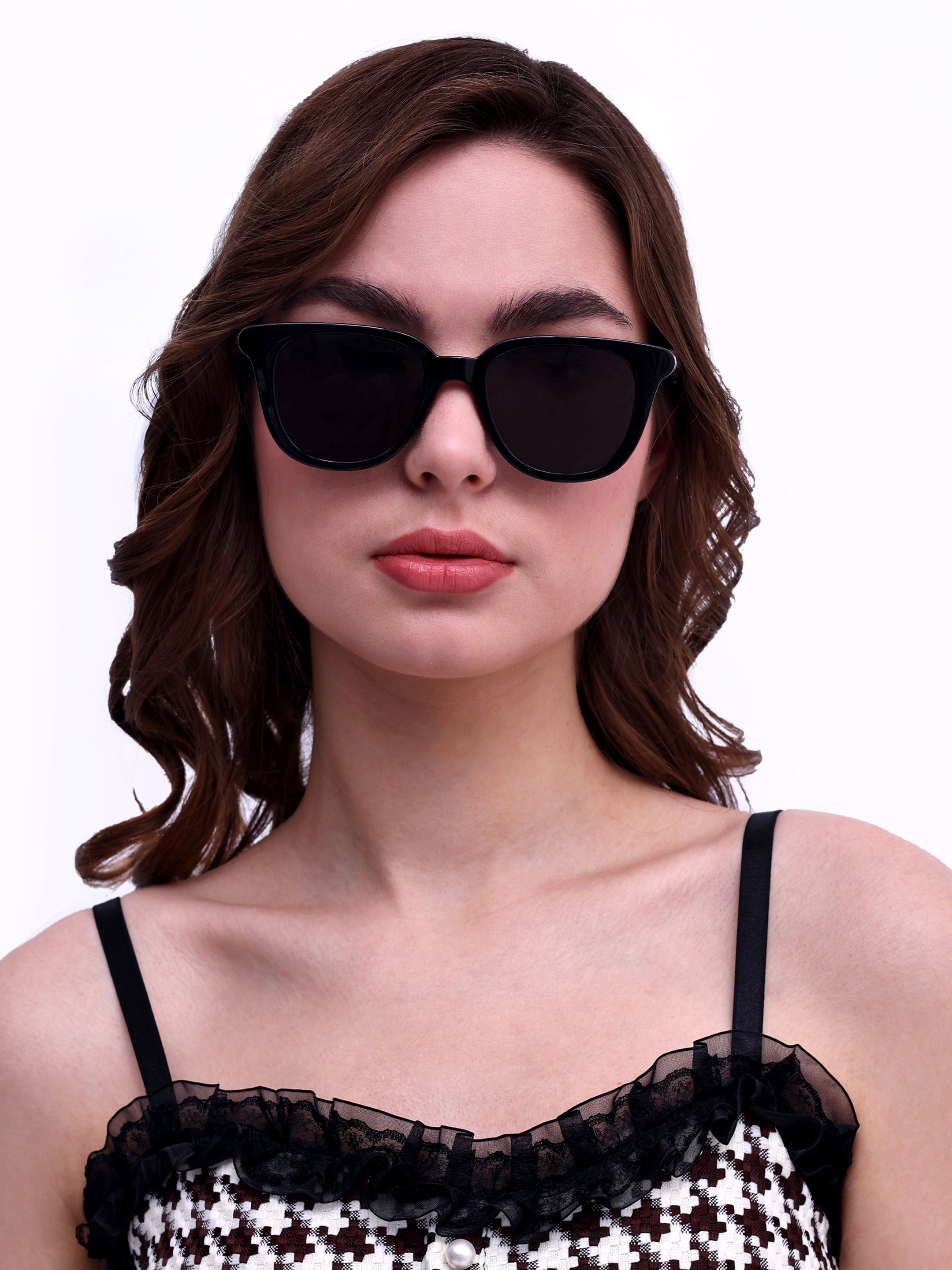 Women UV Protected Acetate Wayfarer Sunglasses Black