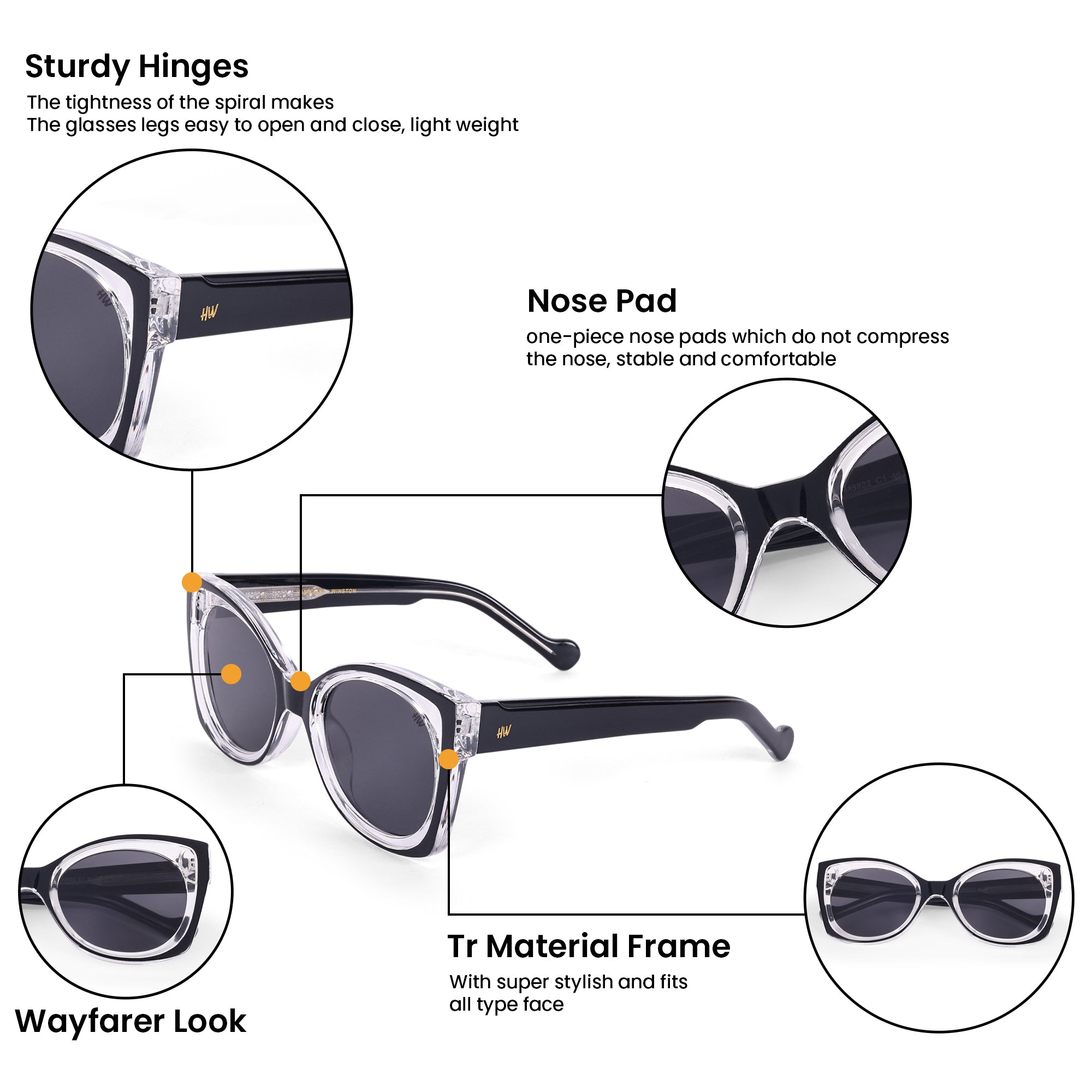 Women UV Protected Cat Eye Sunglasses Black