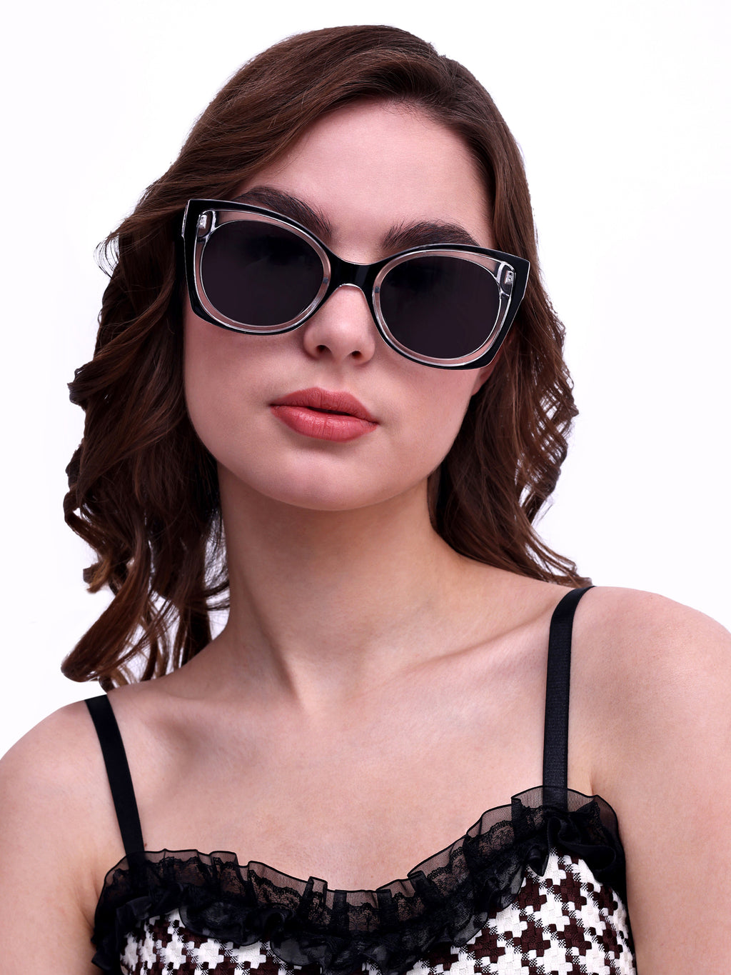 Women UV Protected Cat Eye Sunglasses Black