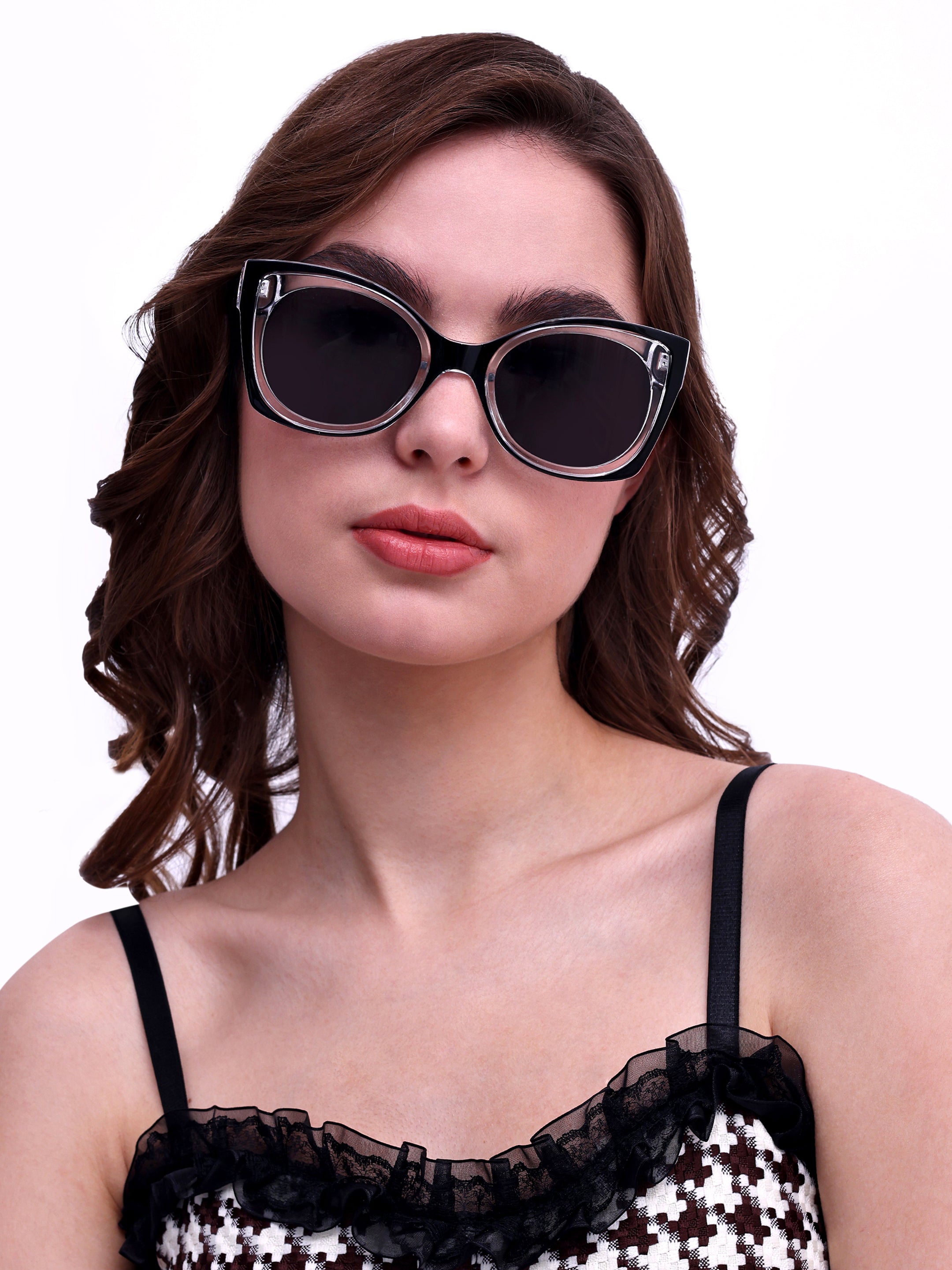 Women UV Protected Cat Eye Sunglasses Black