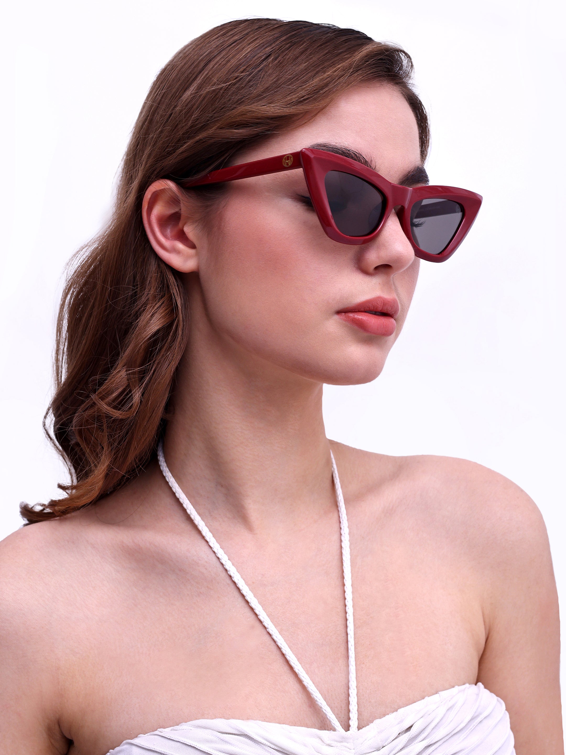 Women UV Protected Cat Eye Sunglasses Red