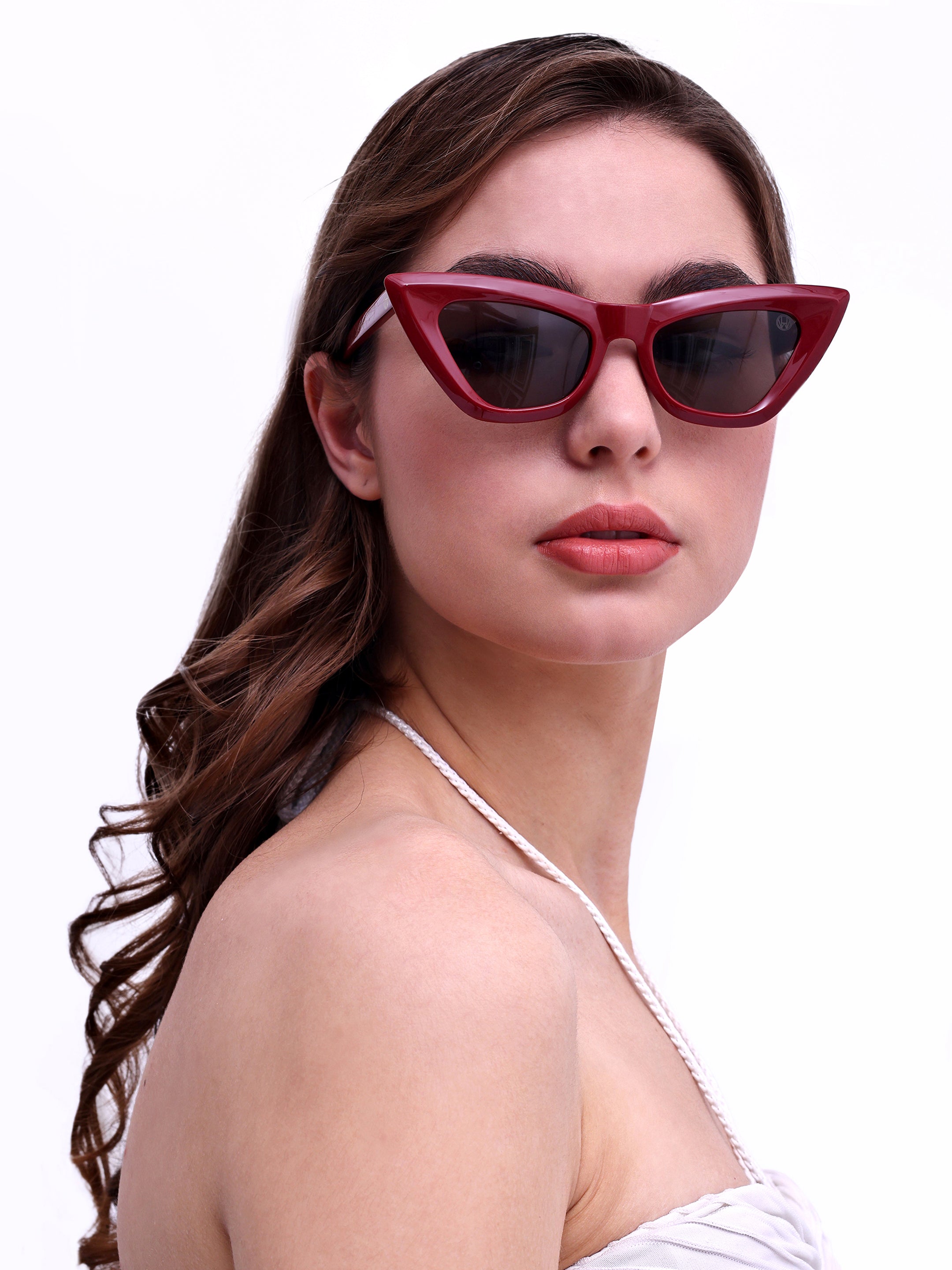 Women UV Protected Cat Eye Sunglasses Red
