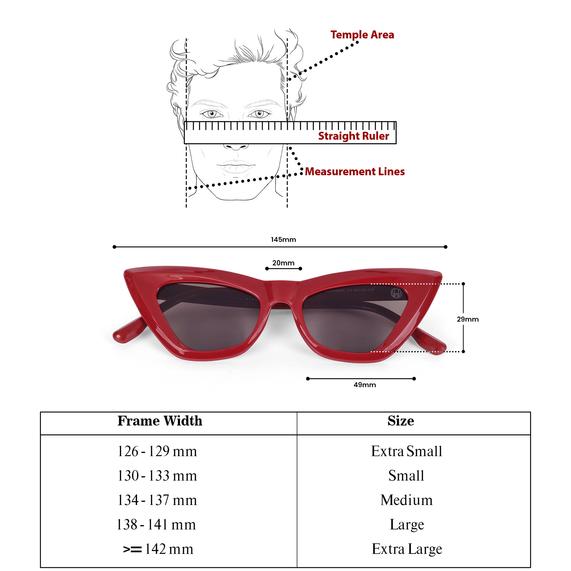 Women UV Protected Cat Eye Sunglasses Red