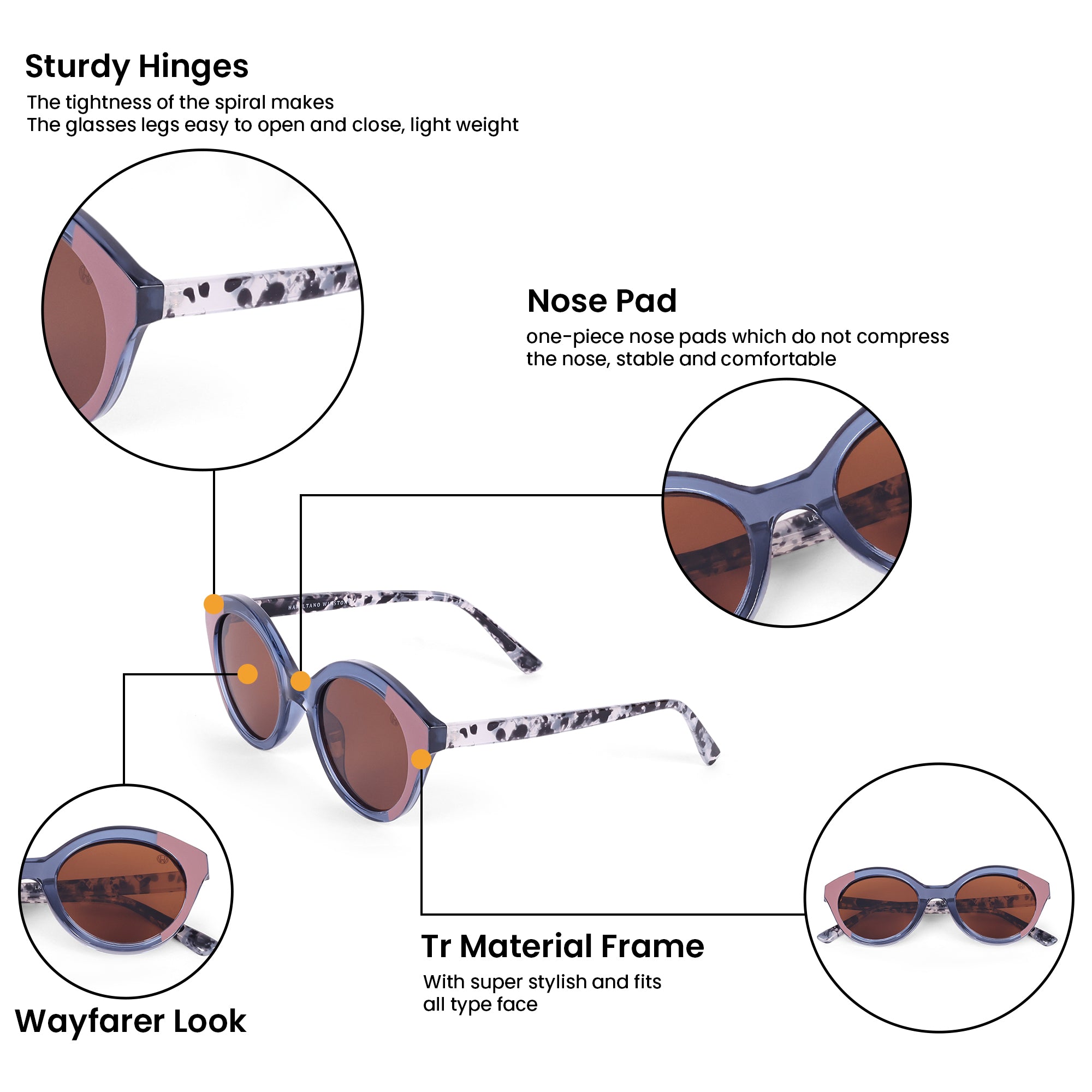 Women UV Protected Cat Eye Sunglasses Brown