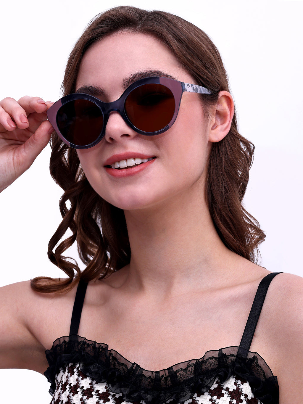 Women UV Protected Cat Eye Sunglasses Brown