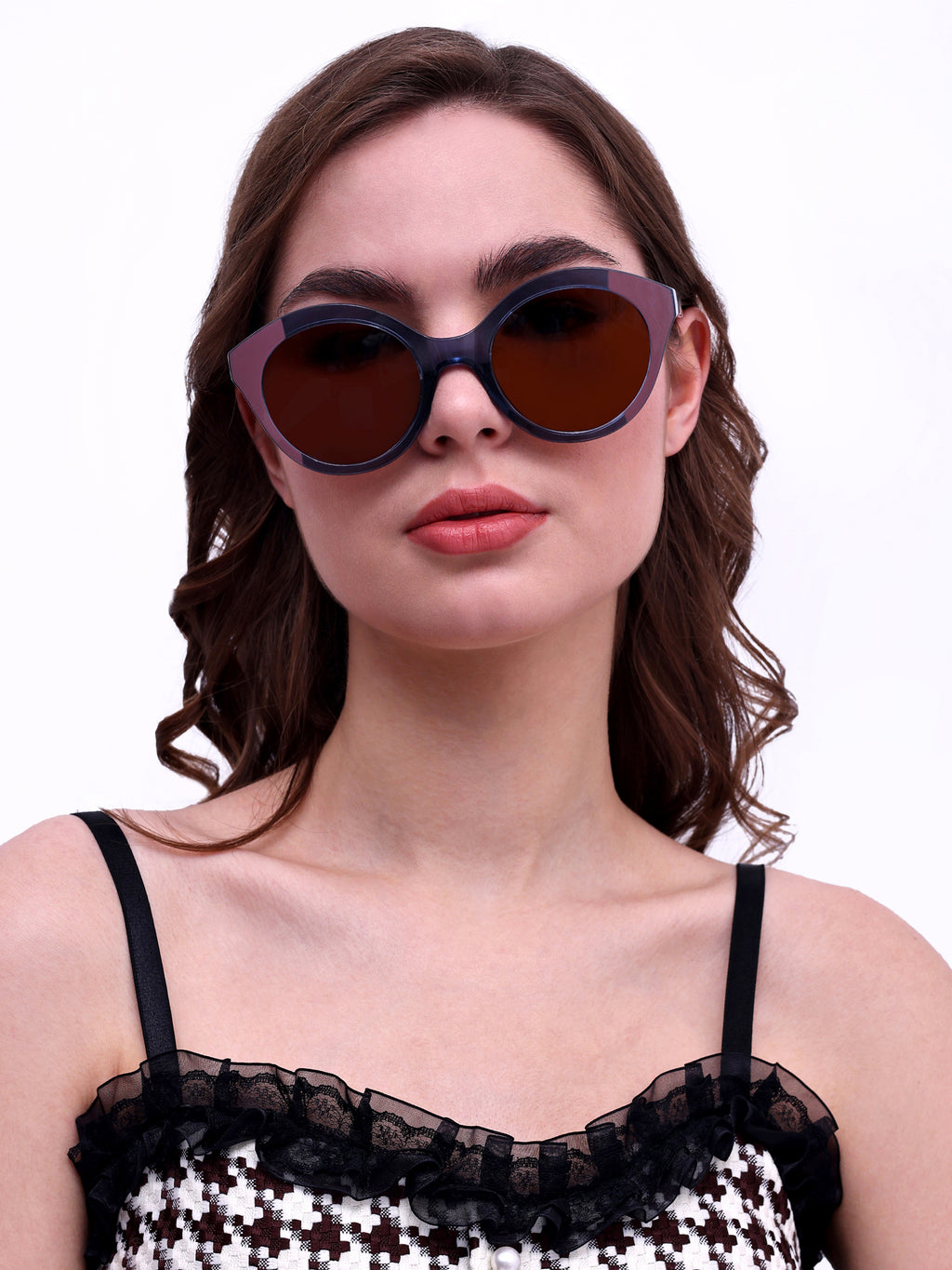 Women UV Protected Cat Eye Sunglasses Brown