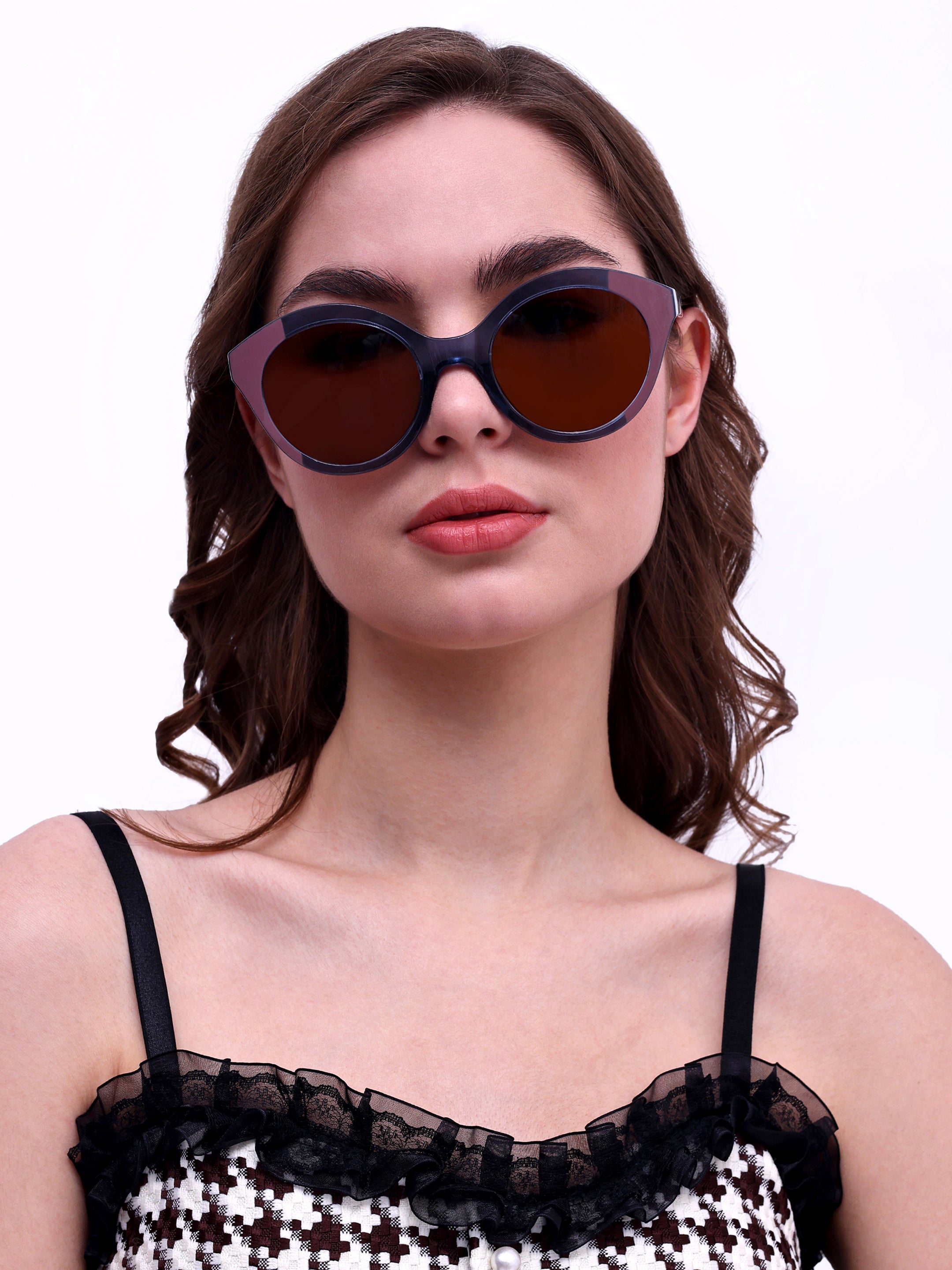 Women UV Protected Cat Eye Sunglasses Brown