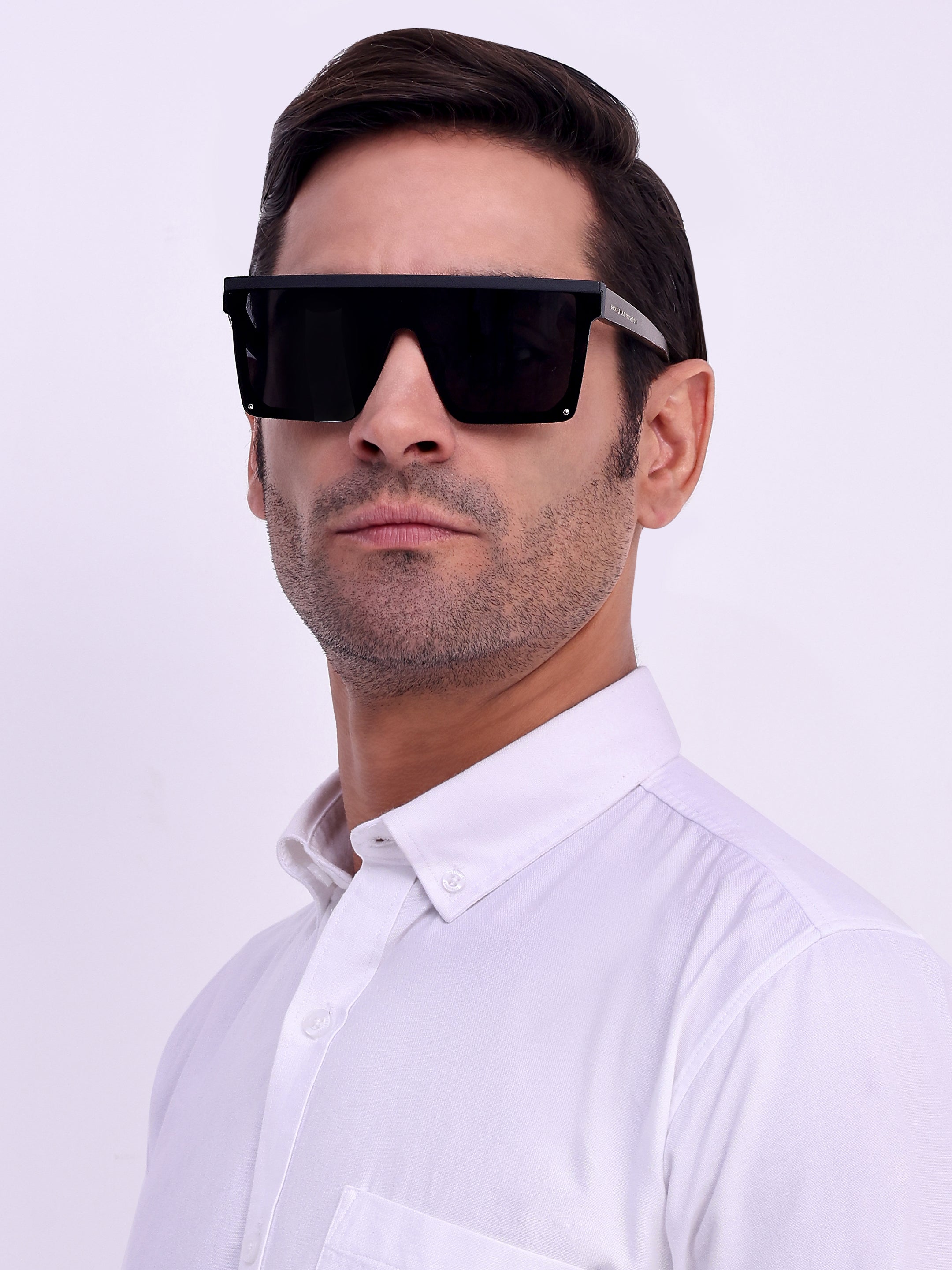 Men Rectangular UV Protected Sunglasses Black