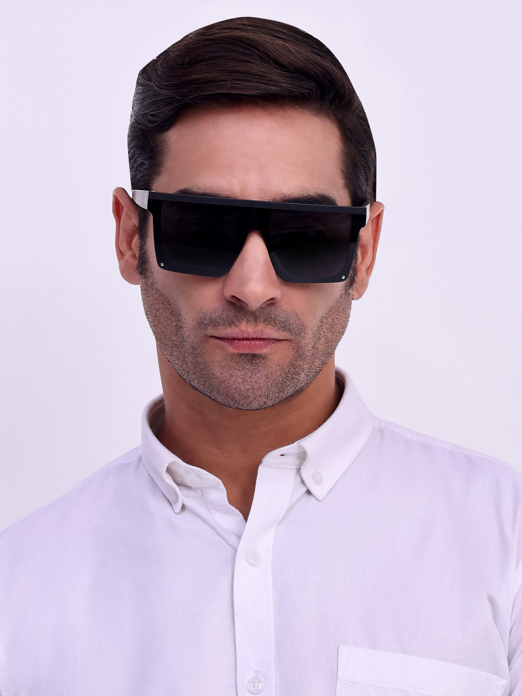 Men Rectangular UV Protected Sunglasses Black