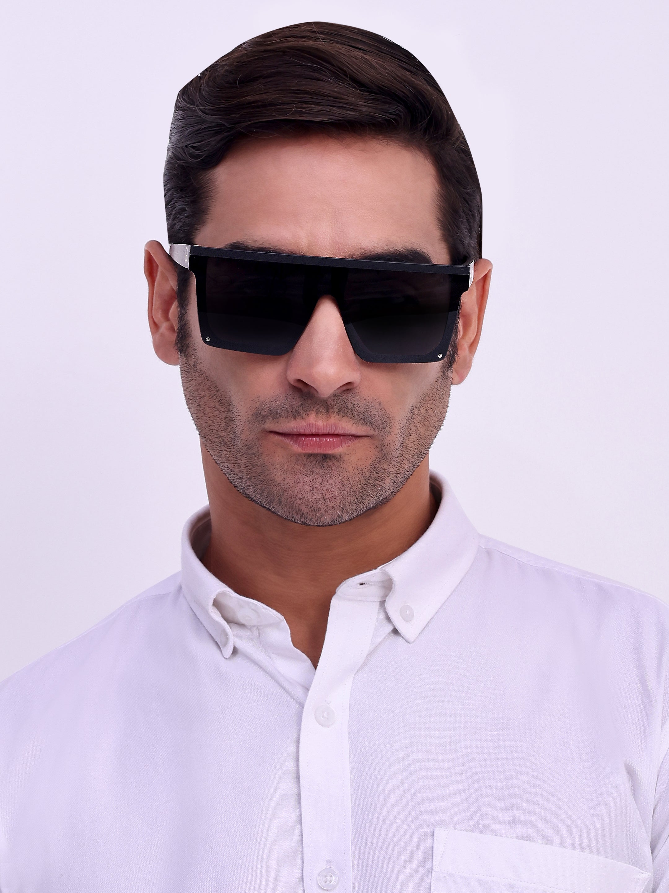Men Rectangular UV Protected Sunglasses Black