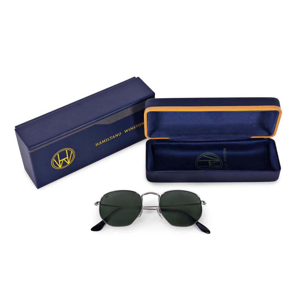 Men Hexagon UV Protected Sunglasses Grey