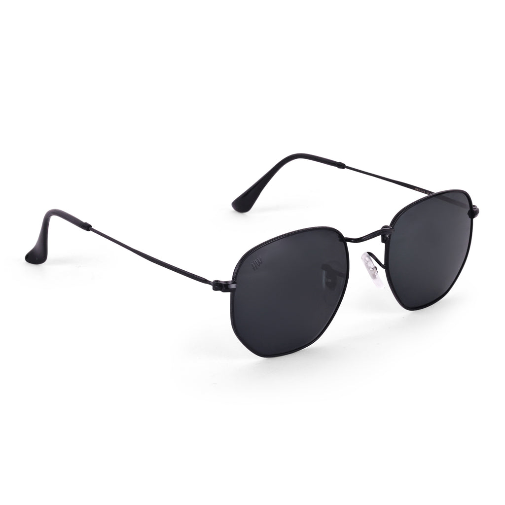 Men Hexagon UV Protected Sunglasses Black