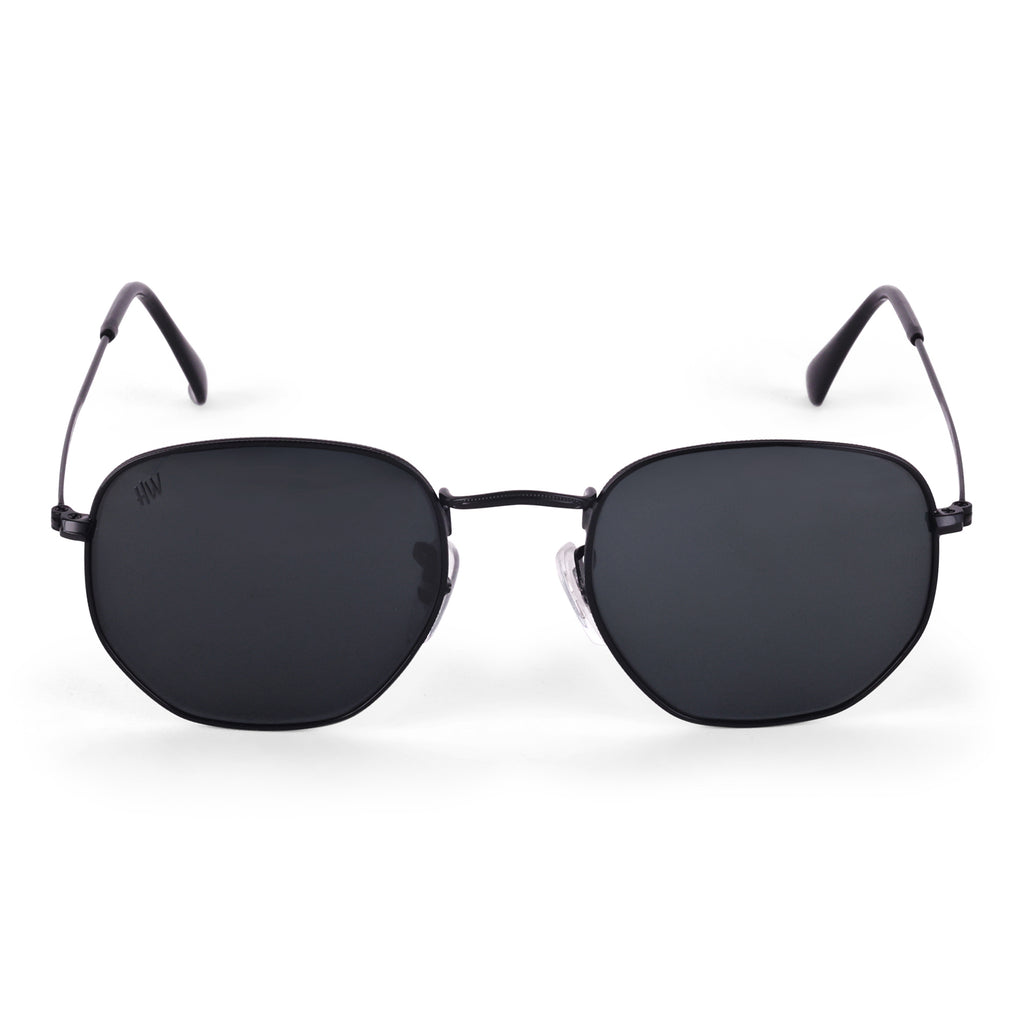 Men Hexagon UV Protected Sunglasses Black