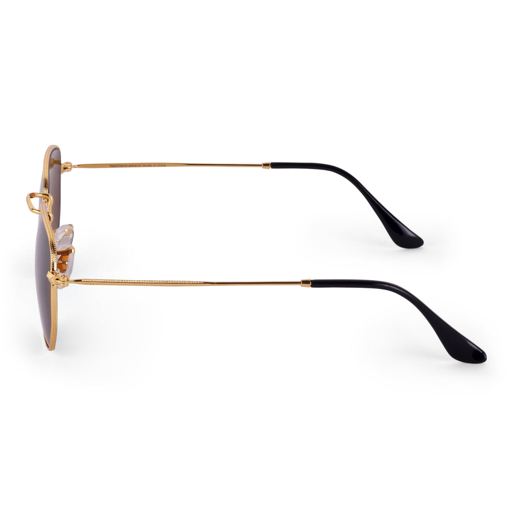 Men Hexagon UV Protected Sunglasses Brown