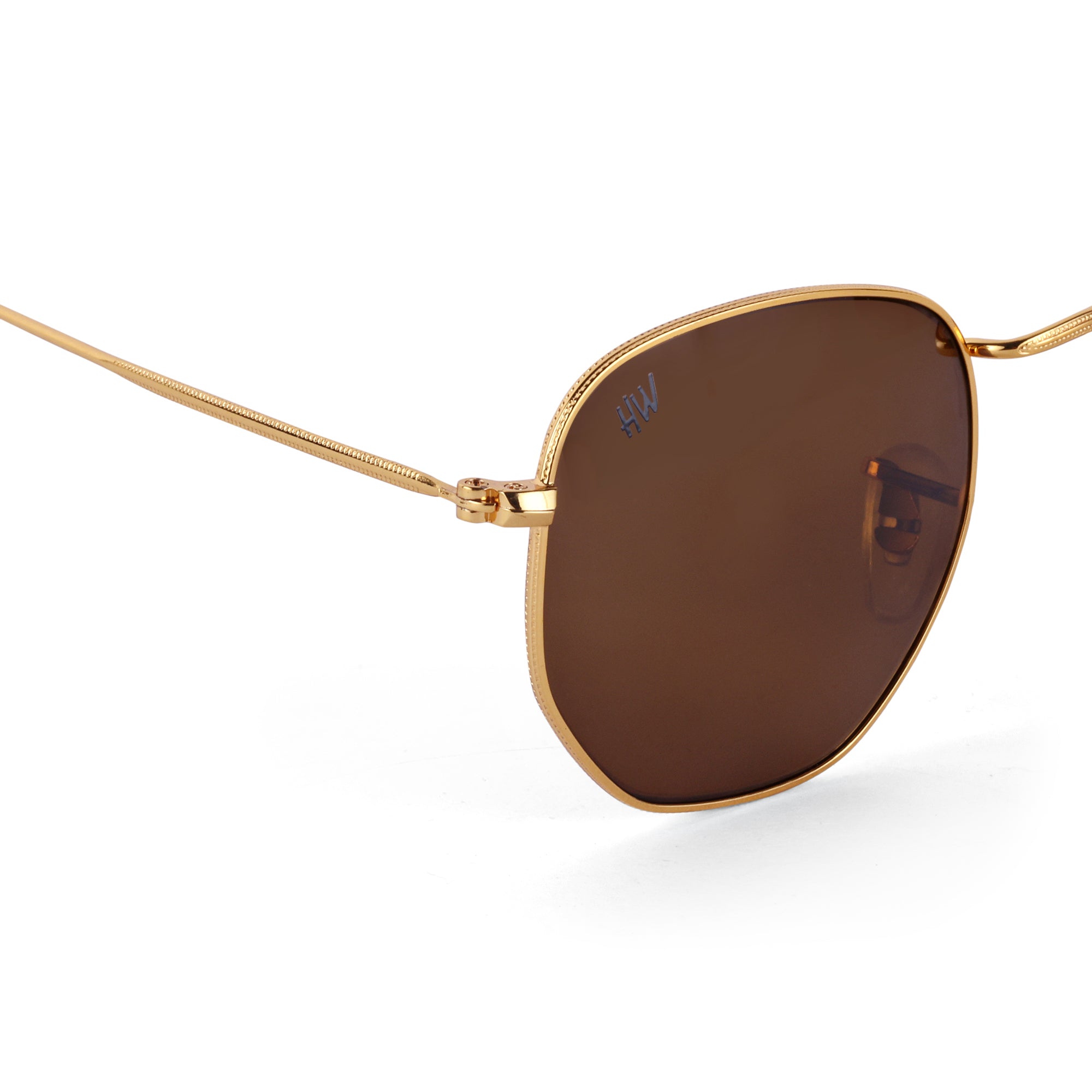 Men Hexagon UV Protected Sunglasses Brown