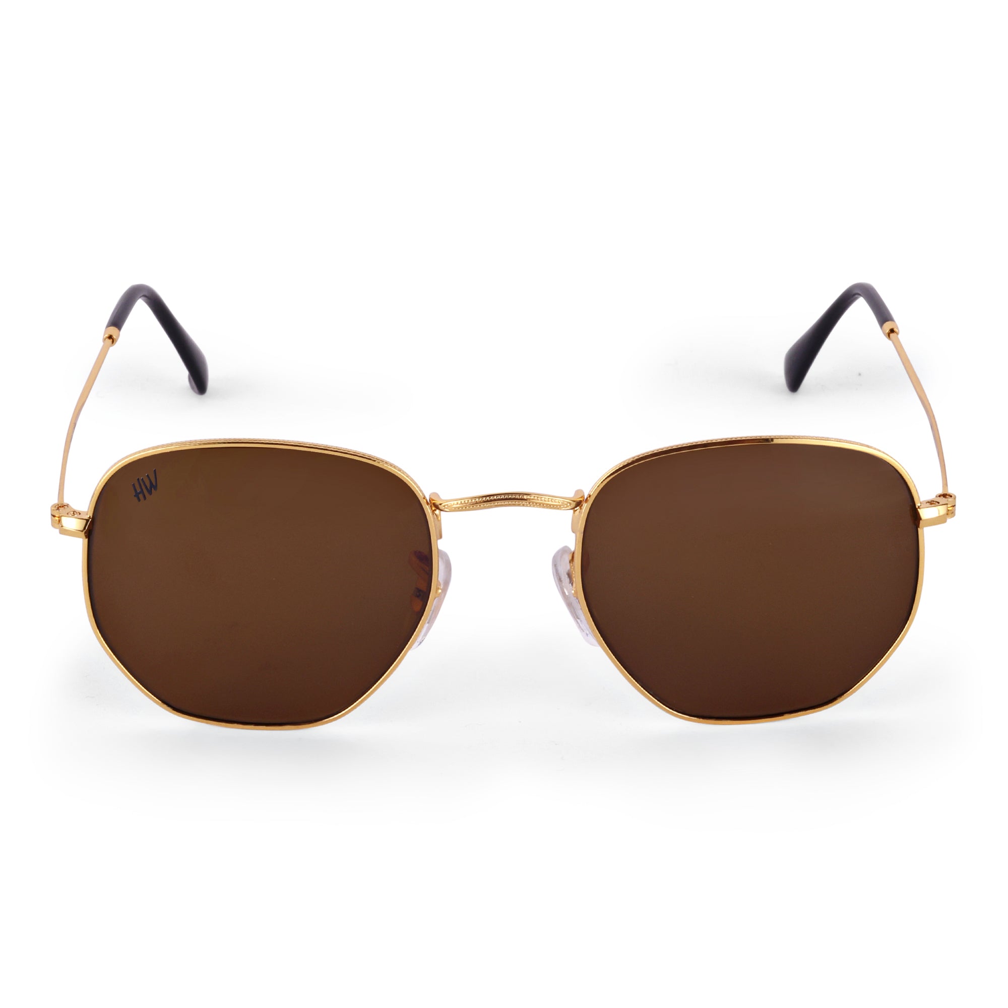 Men Hexagon UV Protected Sunglasses Brown