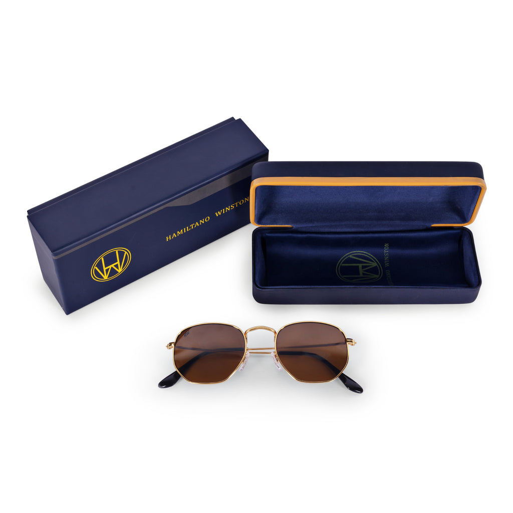 Men Hexagon UV Protected Sunglasses Brown