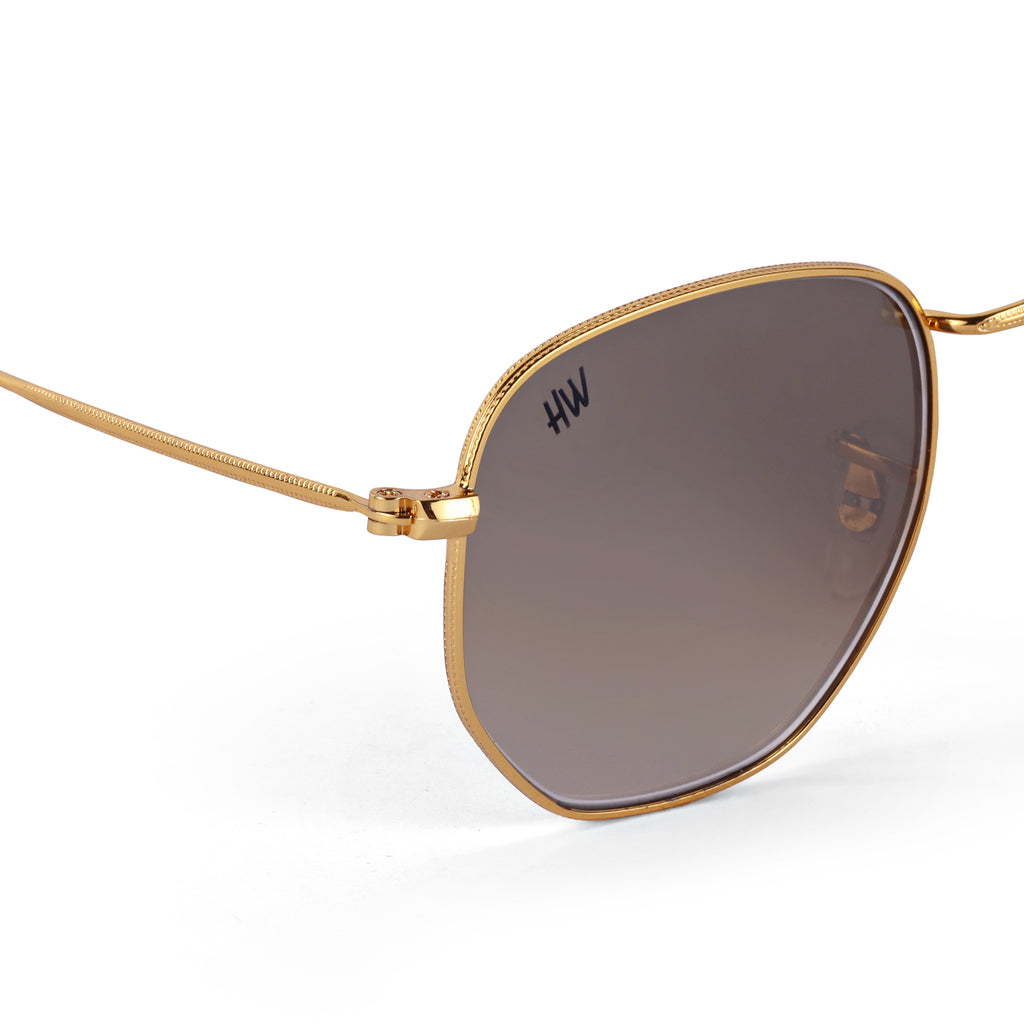 Men Hexagon UV Protected Sunglasses Brown