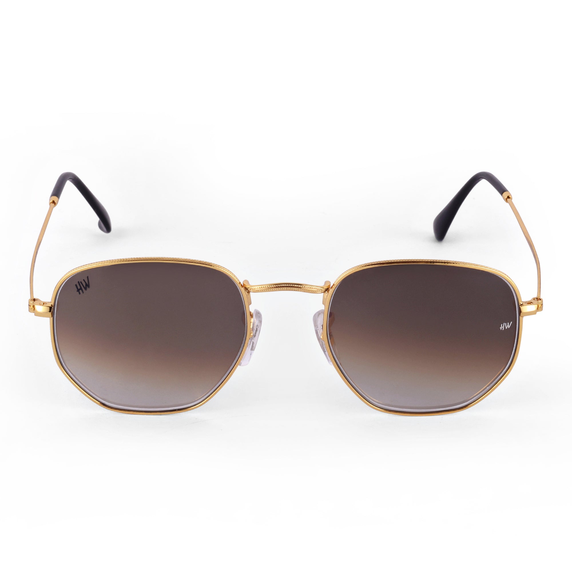 Men Hexagon UV Protected Sunglasses Brown
