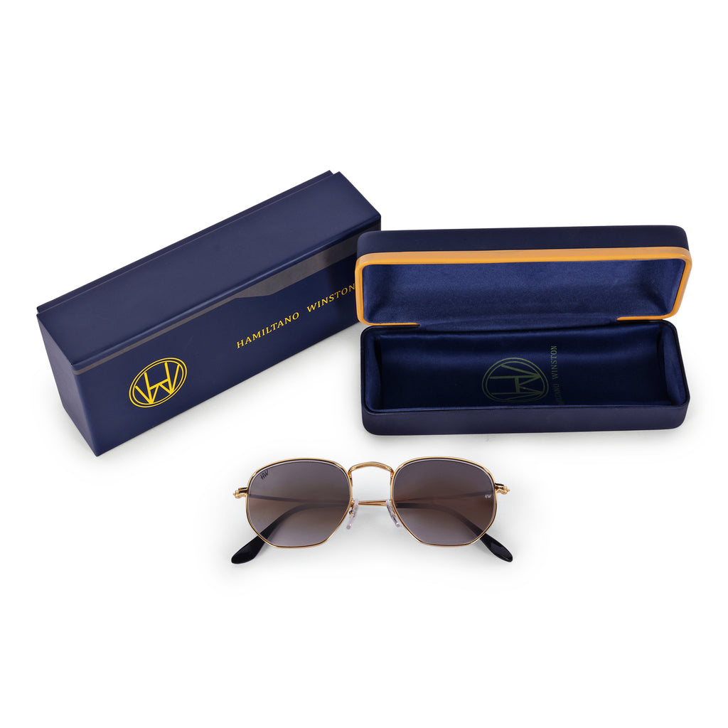 Men Hexagon UV Protected Sunglasses Brown