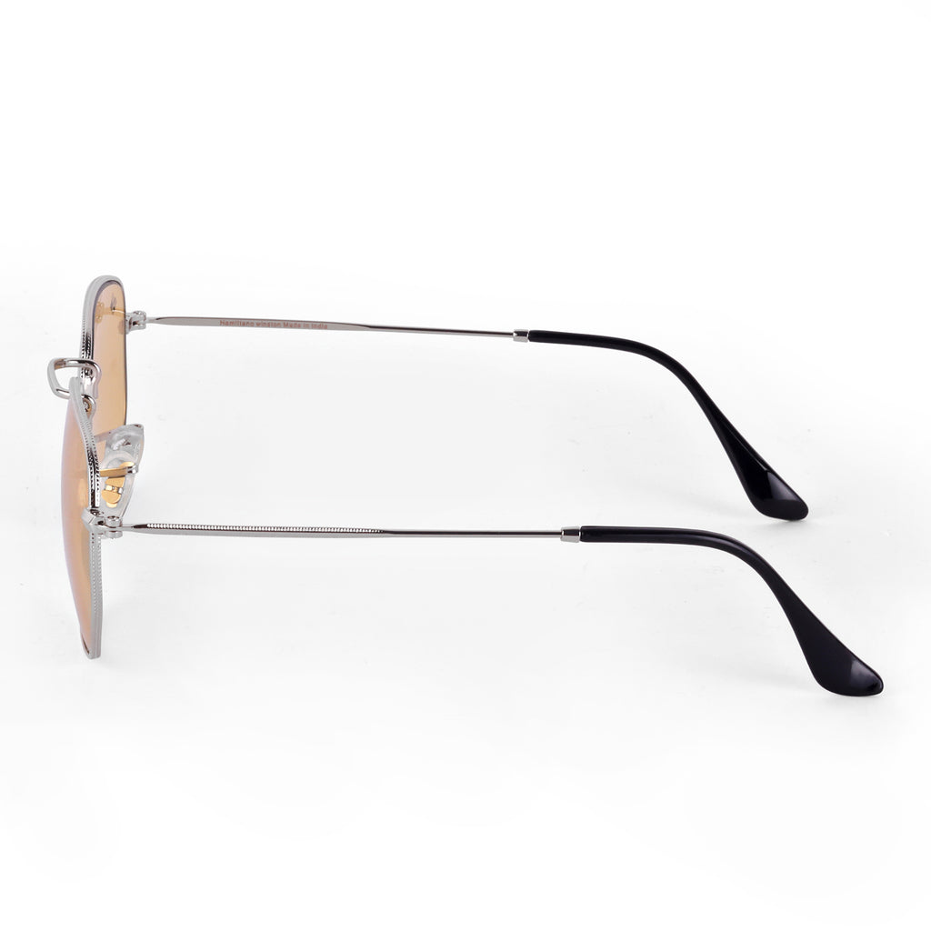 Men Hexagon UV Protected Sunglasses Light Brown