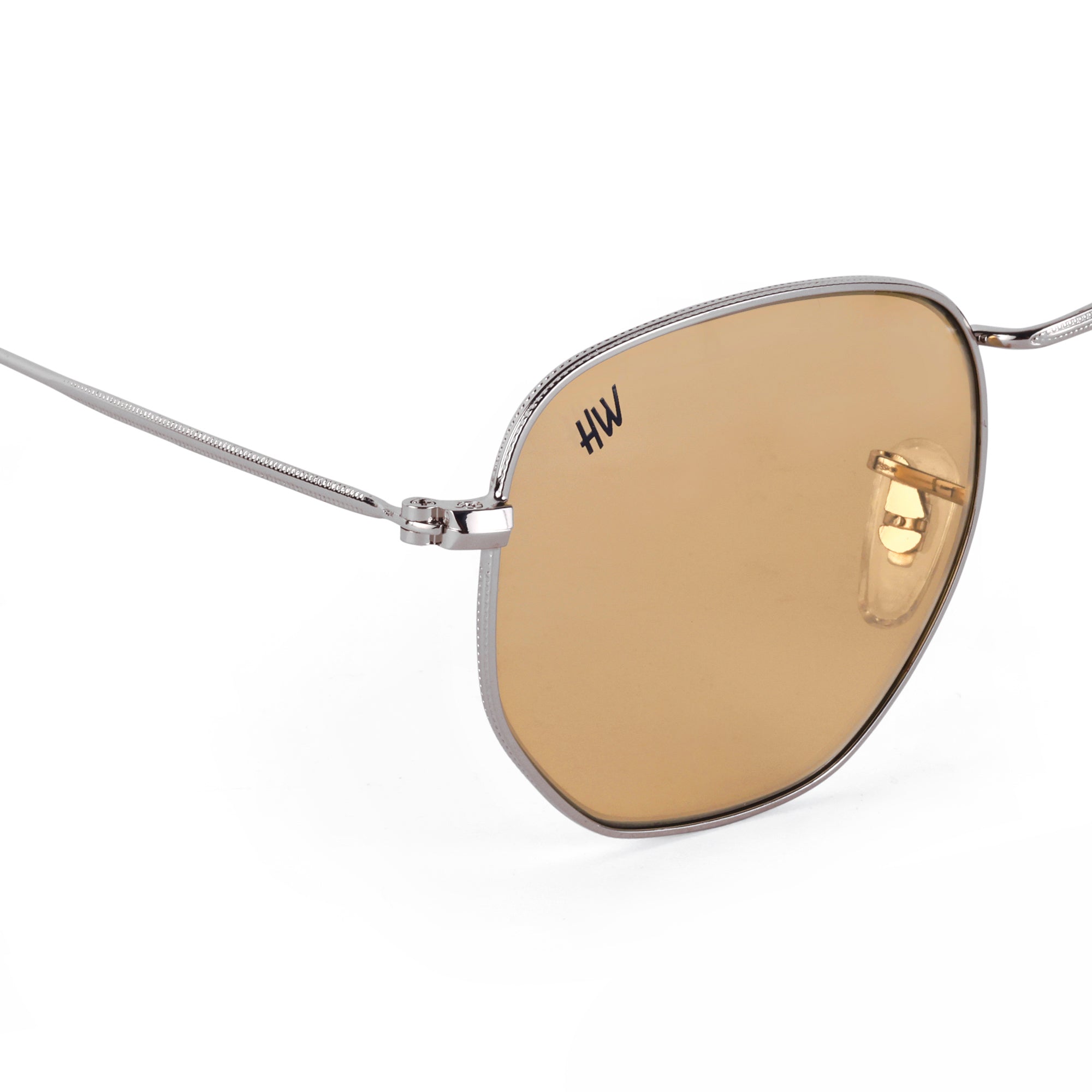 Men Hexagon UV Protected Sunglasses Light Brown
