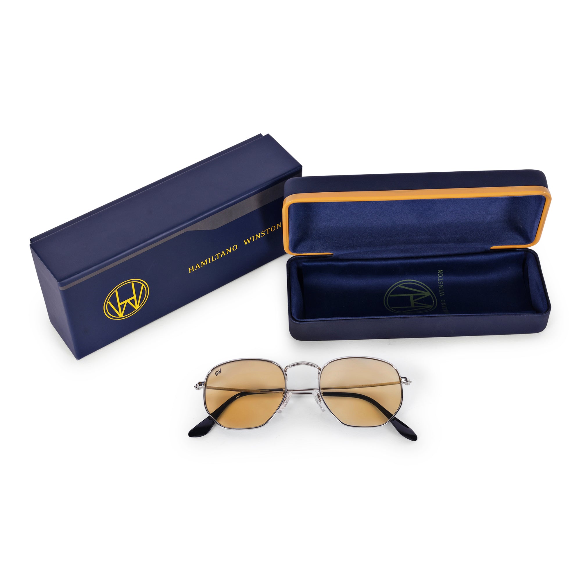 Men Hexagon UV Protected Sunglasses Light Brown