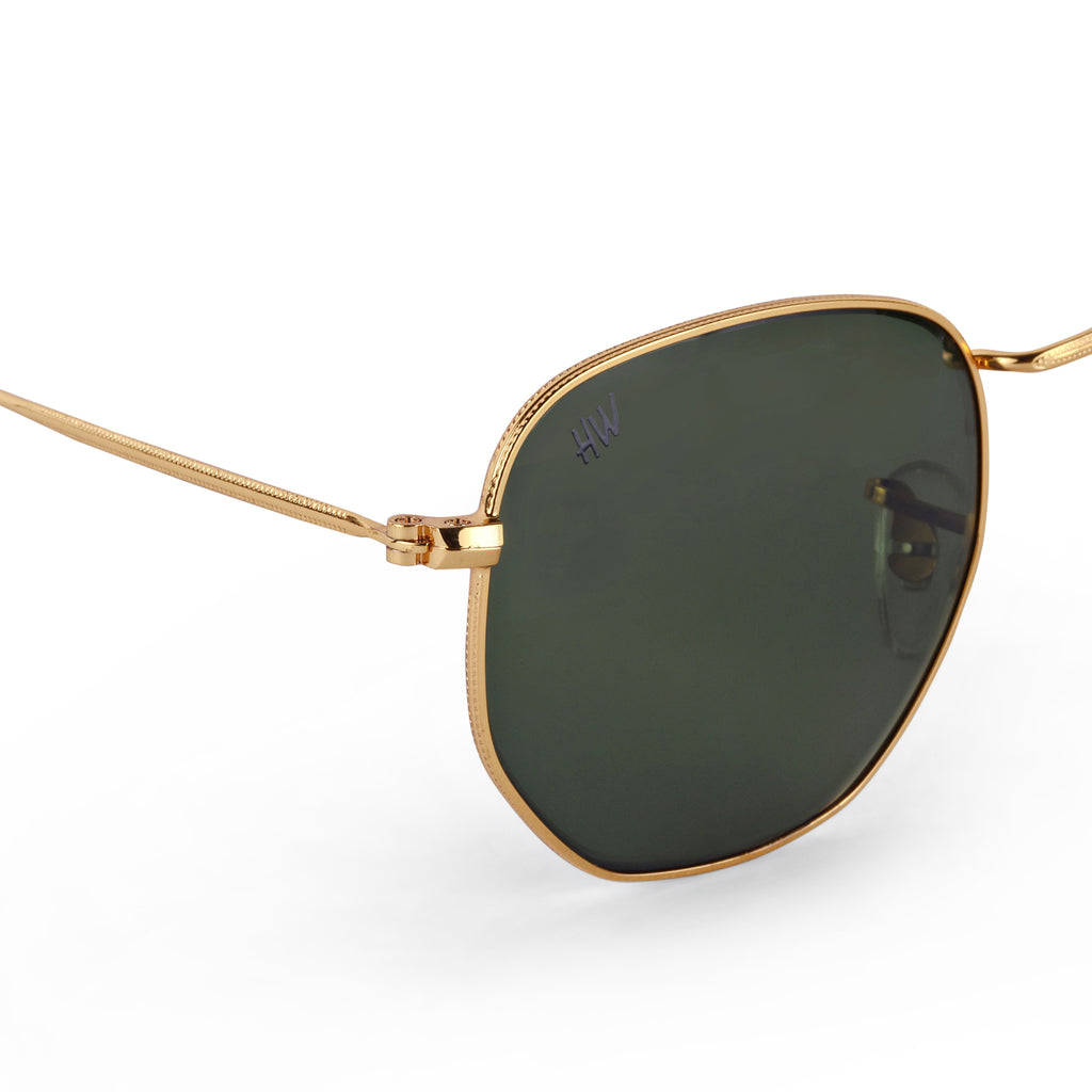 Men Hexagon UV Protected Sunglasses Green