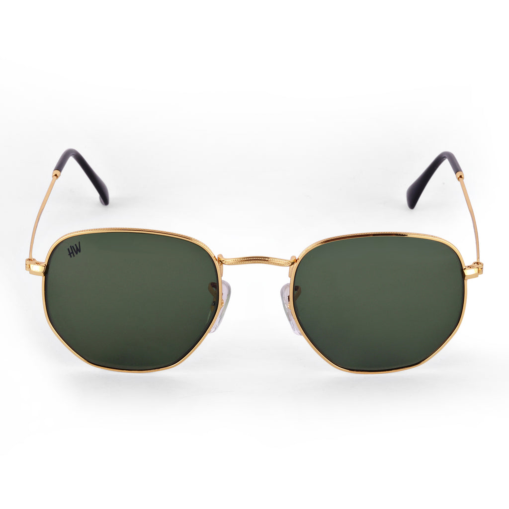 Men Hexagon UV Protected Sunglasses Green