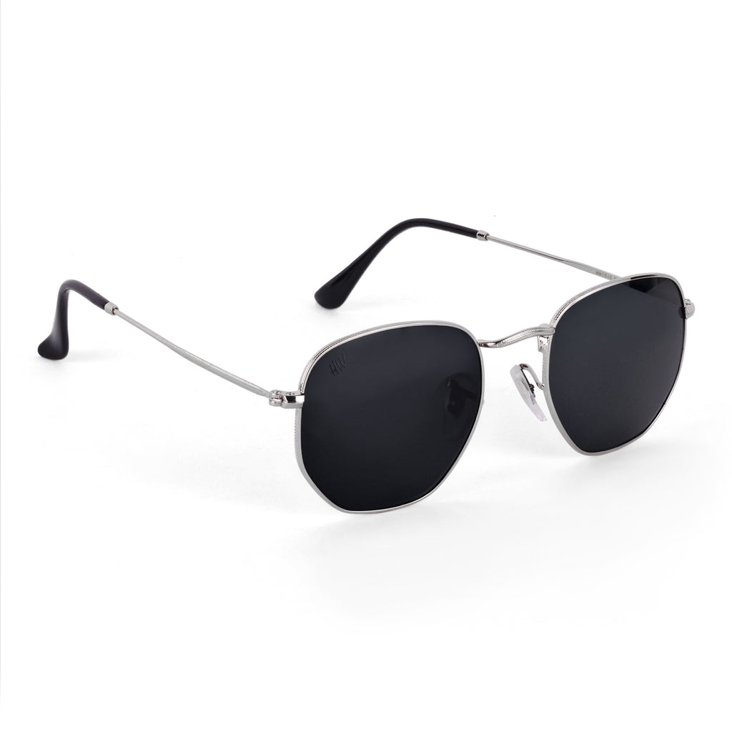 Men Hexagon UV Protected Sunglasses Black